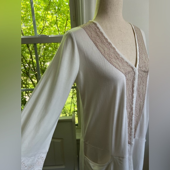 New LOGO By Lori Goldstein Cotton Embroidered Lace Front Hook Closure Tunic Top - Picture 6 of 16